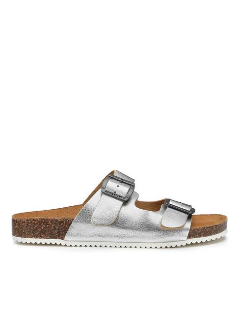 VEGA  Sandalen aus laminiertem Leder mit zwei Schnallen Silber - Damenschuhe