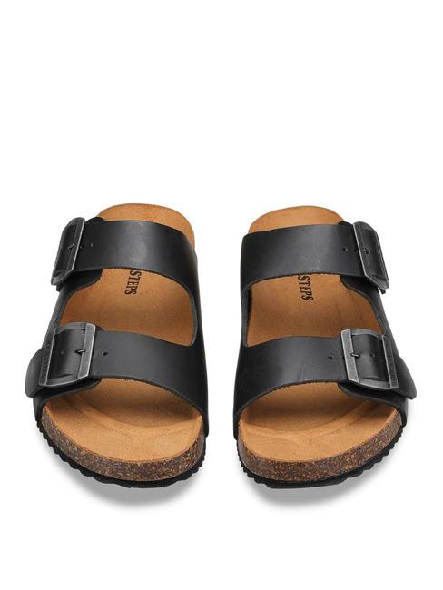 VEGA 2286 Ledersandale mit Doppelschnalle Schwarz - Herrenschuhe