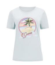 GUESS PALM Baumwoll-T-Shirt mit Rundhalsausschnitt saure Minzpaste - T-Shirts und Tops f&uuml;r Damen - 4