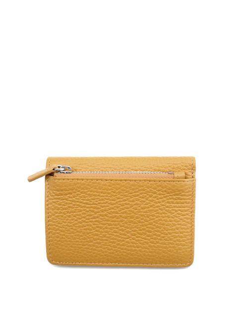TIFFANY Kartenetui aus Leder mit M&uuml;nzfach Senf - Brieftaschen Damen