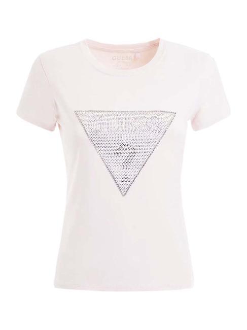 TRIANGLE CRYSTAL LOGO Baumwoll-T-Shirt mit Strasssteinen Zur&uuml;ckhaltendes Rosa - T-Shirts und Tops f&uuml;r Damen