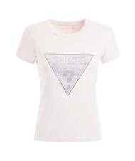 GUESS TRIANGLE CRYSTAL LOGO Baumwoll-T-Shirt mit Strasssteinen Zur&uuml;ckhaltendes Rosa - T-Shirts und Tops f&uuml;r Damen - 3