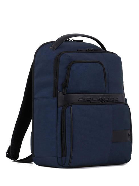 WOLLEM Rucksack aus Leder und Stoff, 14-Zoll-Laptophalter Blau - PC-Rucksäcke