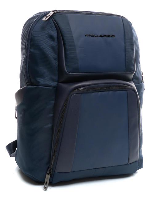 WALLABY Rucksack aus Leder und Stoff, 14-Zoll-PC-Halter Blau - PC-Rucksäcke