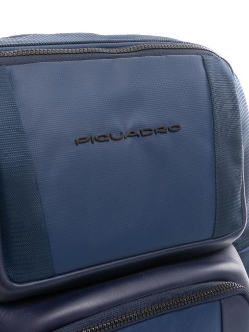 WALLABY Rucksack aus Leder und Stoff, 14-Zoll-PC-Halter Blau - PC-Rucksäcke