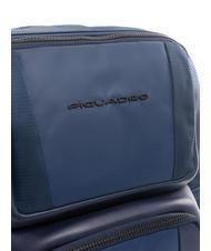 PIQUADRO WALLABY Rucksack aus Leder und Stoff, 14-Zoll-PC-Halter Blau - PC-Rucksäcke - 3