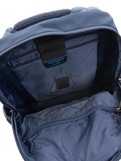 WALLABY Rucksack aus Leder und Stoff, 14-Zoll-PC-Halter Blau - PC-Rucksäcke