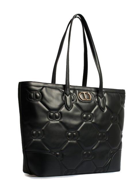 LOGO QUILTED Schulter-Einkaufstasche Schwarz - Damentaschen