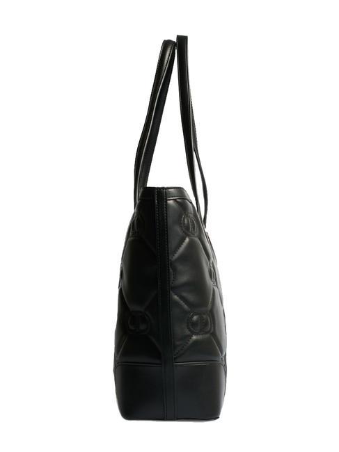 LOGO QUILTED Schulter-Einkaufstasche Schwarz - Damentaschen