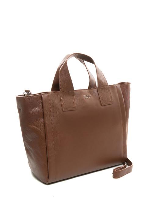 FRAPPE Ledertasche mit Schultergurt Dunkelbraun - Damentaschen