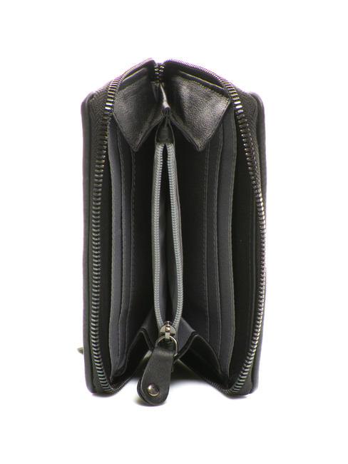 PAN CAKE Kleine Lederbrieftasche mit umlaufendem Rei&szlig;verschluss Schwarz - Brieftaschen Damen