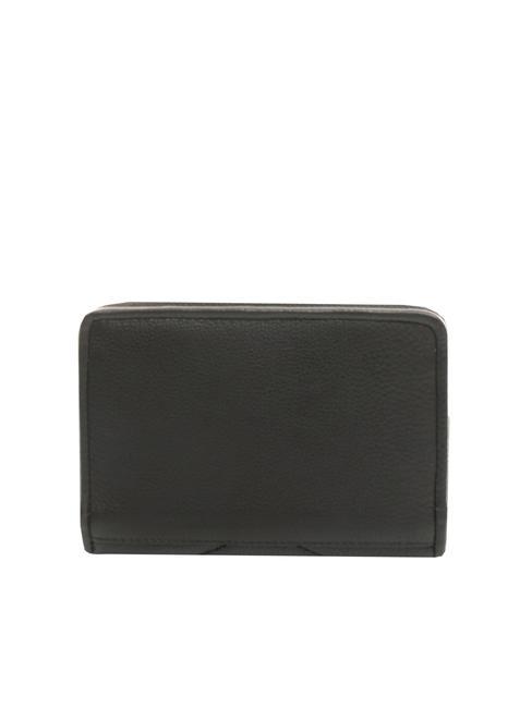 PAN CAKE Kleine Lederbrieftasche mit umlaufendem Rei&szlig;verschluss Schwarz - Brieftaschen Damen