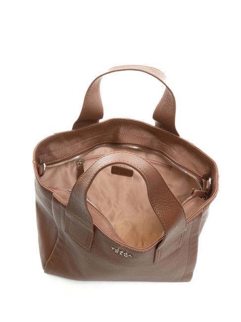 FRAPPE Mittelgro&szlig;e Ledertasche mit Schultergurt Dunkelbraun - Damentaschen