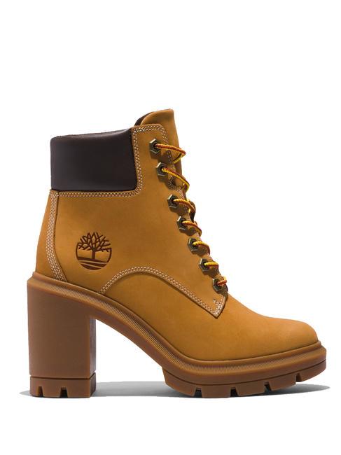 ALLINGTON Schnürstiefelette mit Nubuk-Absatz Weizen - Damenschuhe