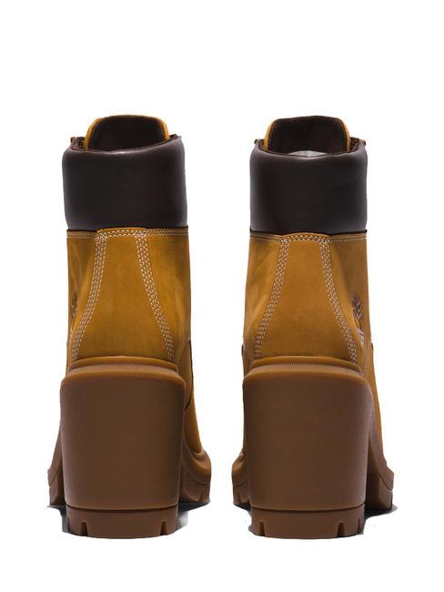 ALLINGTON Schnürstiefelette mit Nubuk-Absatz Weizen - Damenschuhe