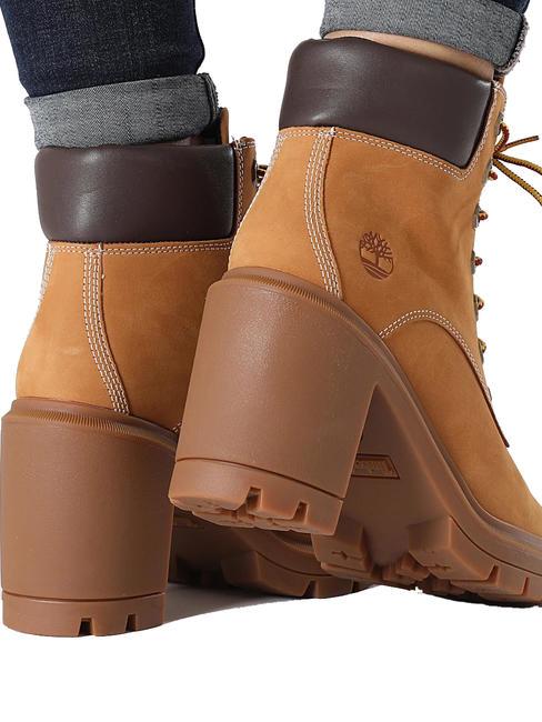 ALLINGTON Schnürstiefelette mit Nubuk-Absatz Weizen - Damenschuhe