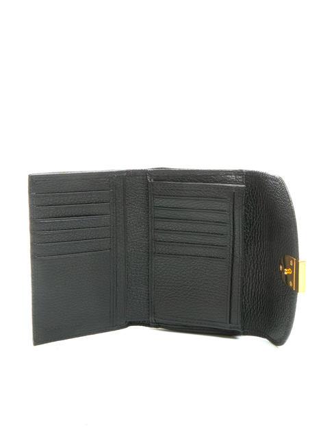 BLOSSOM Mittelgro&szlig;e Geldb&ouml;rse aus genarbtem Leder Schwarz - Brieftaschen Damen