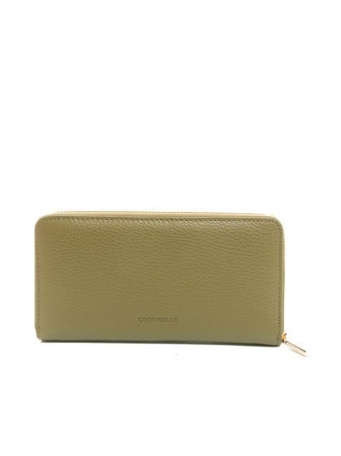 DORA Gro&szlig;e Lederbrieftasche mit umlaufendem Rei&szlig;verschluss Loden - Brieftaschen Damen