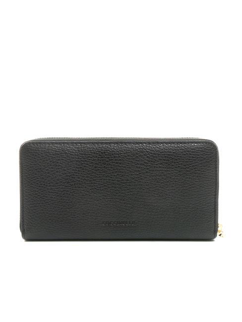 DORA Gro&szlig;e Lederbrieftasche mit umlaufendem Rei&szlig;verschluss Schwarz - Brieftaschen Damen