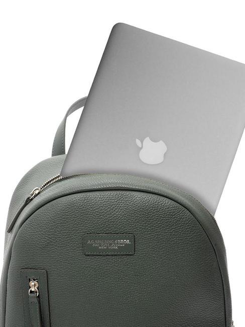 TOURIST 15-Zoll-PC-Rucksack aus Leder Waldgr&uuml;n - PC-Rucks&auml;cke