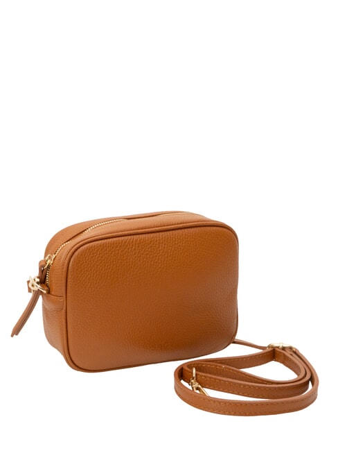 LUCIA Doppelte Umhängetasche aus Dollar-Leder dunkles Leder - Damentaschen