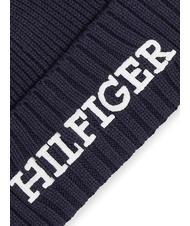 TOMMY HILFIGER MONOTYPE BEANIE M&uuml;tze aus Baumwolle und Wolle Raum blau - M&uuml;tzen/H&uuml;te - 3