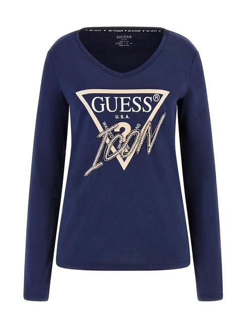 ICON T-Shirt mit Pailletten blau geschw&auml;rzt - T-Shirts und Tops f&uuml;r Damen