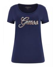 GUESS SCRIPT T-Shirt mit glitzerndem Schriftzug blau geschw&auml;rzt - T-Shirts und Tops f&uuml;r Damen - 3