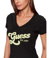 GUESS LOGO SUEDE T-Shirt mit Logoeinsatz jetbla - T-Shirts und Tops f&uuml;r Damen - 3