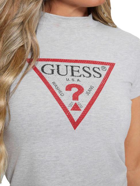 TRIANGLE STRASS T-Shirt mit Nieten hellmeliert grau m - T-Shirts und Tops f&uuml;r Damen