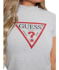 GUESS TRIANGLE STRASS T-Shirt mit Nieten hellmeliert grau m - T-Shirts und Tops f&uuml;r Damen - 3