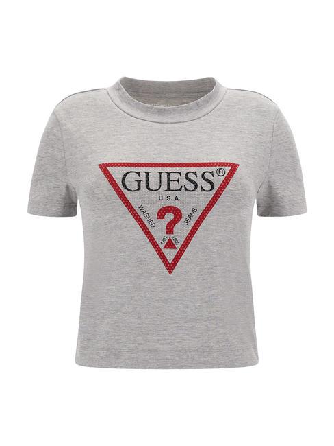 TRIANGLE STRASS T-Shirt mit Nieten hellmeliert grau m - T-Shirts und Tops f&uuml;r Damen