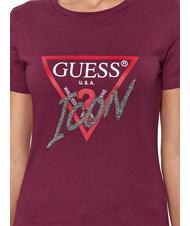 GUESS ICON T-Shirt mit Nieten Schwarzkirsche - T-Shirts und Tops f&uuml;r Damen - 3