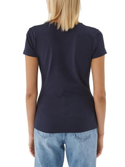SHINY TEE T-Shirt mit glitzerndem Schriftzug blau geschw&auml;rzt - T-Shirts und Tops f&uuml;r Damen