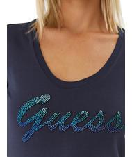 GUESS SHINY TEE T-Shirt mit glitzerndem Schriftzug blau geschw&auml;rzt - T-Shirts und Tops f&uuml;r Damen - 3