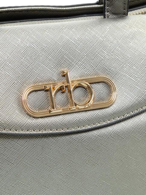 LUCE Tragetasche mit Schultergurt und Metalllogo metallisches Grau - Damentaschen