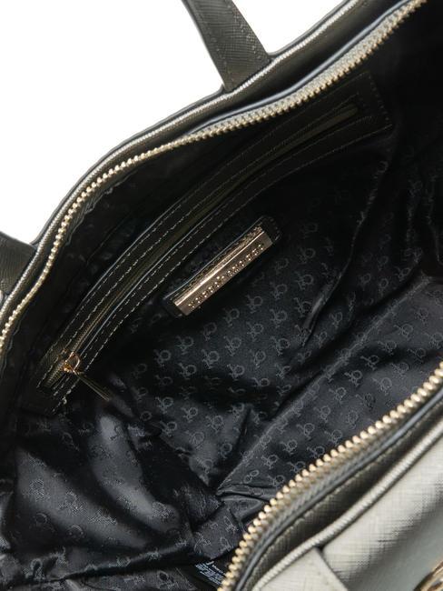 LUCE Tragetasche mit Schultergurt und Metalllogo metallisches Grau - Damentaschen