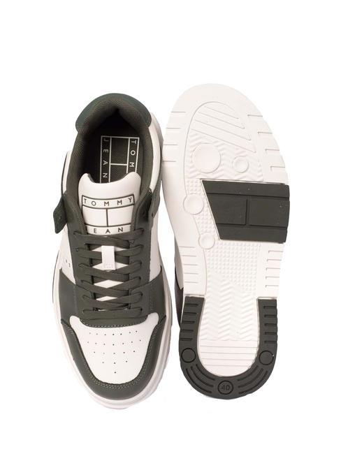 TOMMY JEANS Leather Cupsole Ledersneaker Zinngr&uuml;n/Ecru - Herrenschuhe