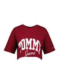 TOMMY HILFIGER TOMMY JEANS New Varsity Baumwoll t-shirt Rot - T-Shirts und Tops f&uuml;r Damen - 3