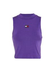 TOMMY HILFIGER TOMMY JEANS Crop badge Oberteil aus recyceltem Polyester College-Lila - T-Shirts und Tops f&uuml;r Damen - 3