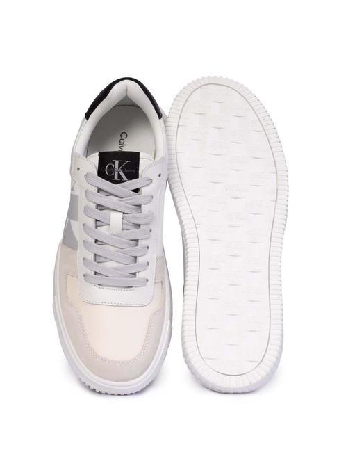 CK JEANS CHUNKY Ledersneaker leuchtendes Wei&szlig;/Cremewei&szlig;/Austernfarben - Herrenschuhe