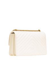 PINKO CLASSIC LOVE ONE Tasche aus Nappaleder Seide weiß-antikgold - Damentaschen - 3