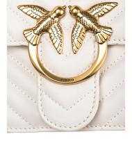 PINKO CLASSIC LOVE ONE Tasche aus Nappaleder Seide weiß-antikgold - Damentaschen - 4