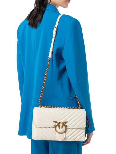 CLASSIC LOVE ONE Tasche aus Nappaleder Seide weiß-antikgold - Damentaschen