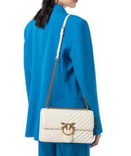 PINKO CLASSIC LOVE ONE Tasche aus Nappaleder Seide weiß-antikgold - Damentaschen - 6