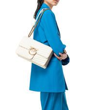 PINKO CLASSIC LOVE ONE Tasche aus Nappaleder Seide weiß-antikgold - Damentaschen - 7