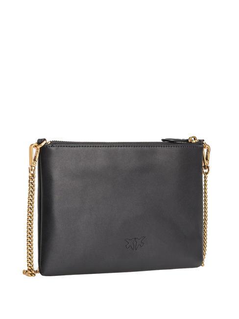 FLAT CLASSIC Clutch mit Kettenschulterriemen schwarz-antikgold - Damentaschen