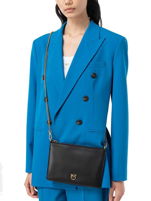 FLAT CLASSIC Clutch mit Kettenschulterriemen schwarz-antikgold - Damentaschen