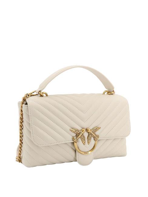 CLASSIC LADY LOVE BAG Chevron-Tasche Seide weiß-antikgold - Damentaschen