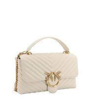 PINKO CLASSIC LADY LOVE BAG Chevron-Tasche Seide weiß-antikgold - Damentaschen - 2